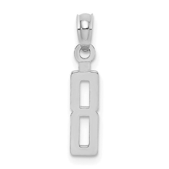 10K or 14K Solid Gold Block Numbers Charm Pendant 1/2 " Long Block Font Simple Minimalist Yellow or White Gold