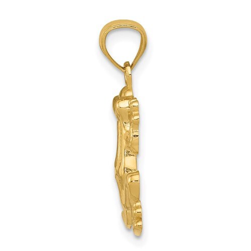 14K Solid Yellow Gold Small Frog Pendant Charm .8" Long