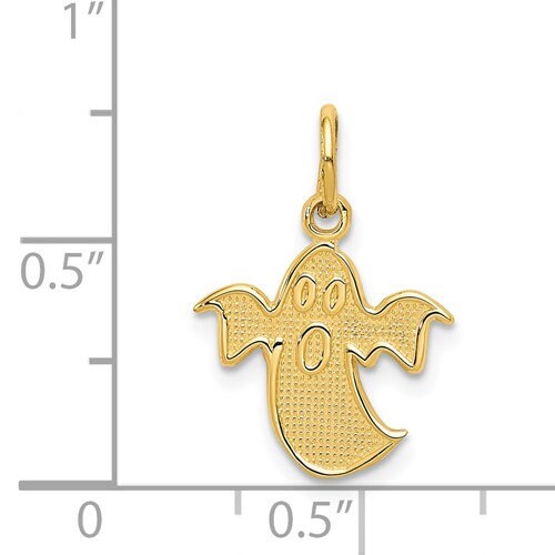 14k Tiny Solid Yellow Gold Ghost Pendant Charm for a Chain or Necklace .5" Long Halloween special Not Gold Plated. Real 14K Gold