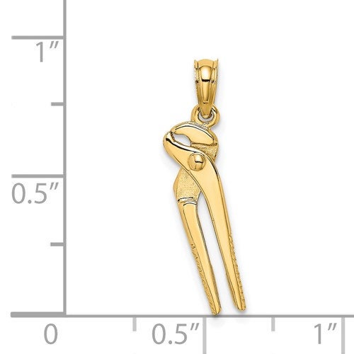 14K or 10K 3D Solid Yellow Gold Moveable Pliers Charm Pendant Charm .7" Long x .4" Wide. Occupation Handyman.Great 4 Necklace/Charm Bracelet
