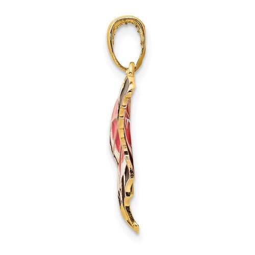 Solid 14K Yellow Gold Red Black Blue Aqua Yellow Green Enameled Butterfly Pendant Charm .9" Long x 1.1" Wide