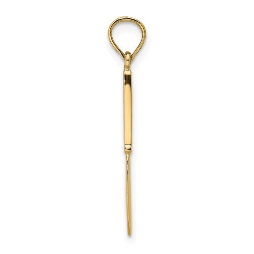 14K Solid Yellow Gold Polished Black Enamel 3-D Table Knife Charm Pendant Charm .8" Long x 3mm Wide. Great 4 Necklace / Charm Bracelet