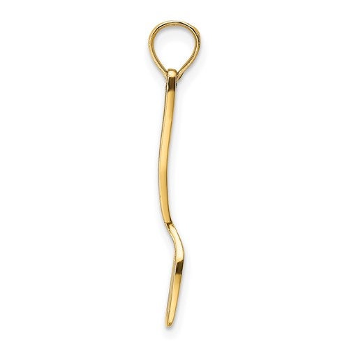 14K Solid Yellow Gold Polished Black Enamel 3-D Spatula Charm Pendant Charm .8" Long x 5mm Wide. Great 4 Necklace / Charm Bracelet
