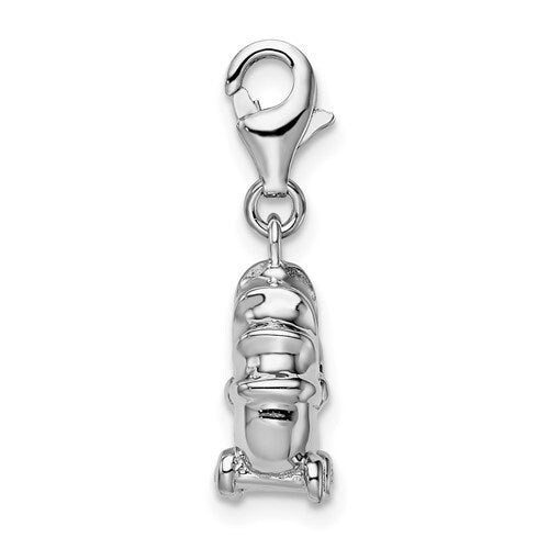 Sterling Silver .925 Enameled 3-D Baby Carriage Charm with Lobster Clasp Ideal for Charm Bracelet or Necklace 1.2"
