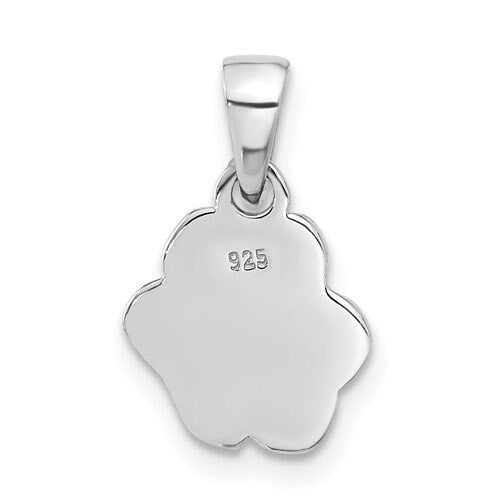 925 Sterling Silver Tiny Solid Dog Paw Puppy Pendant Charm for a Chain or Necklace .5" Long Black Enameled.