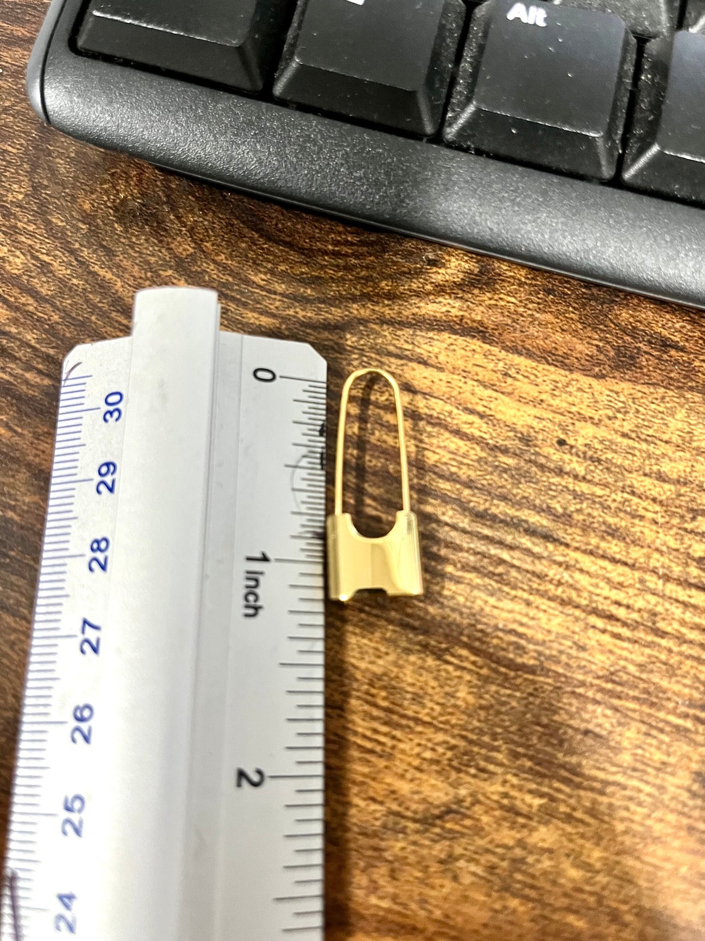 Pair of 18K Gold Plated Safety Pin Earrings, Drop 1.2" Long, Paperclip Earrings, Lock Earring Padlock Earrings. Simple Minimalist Dainty