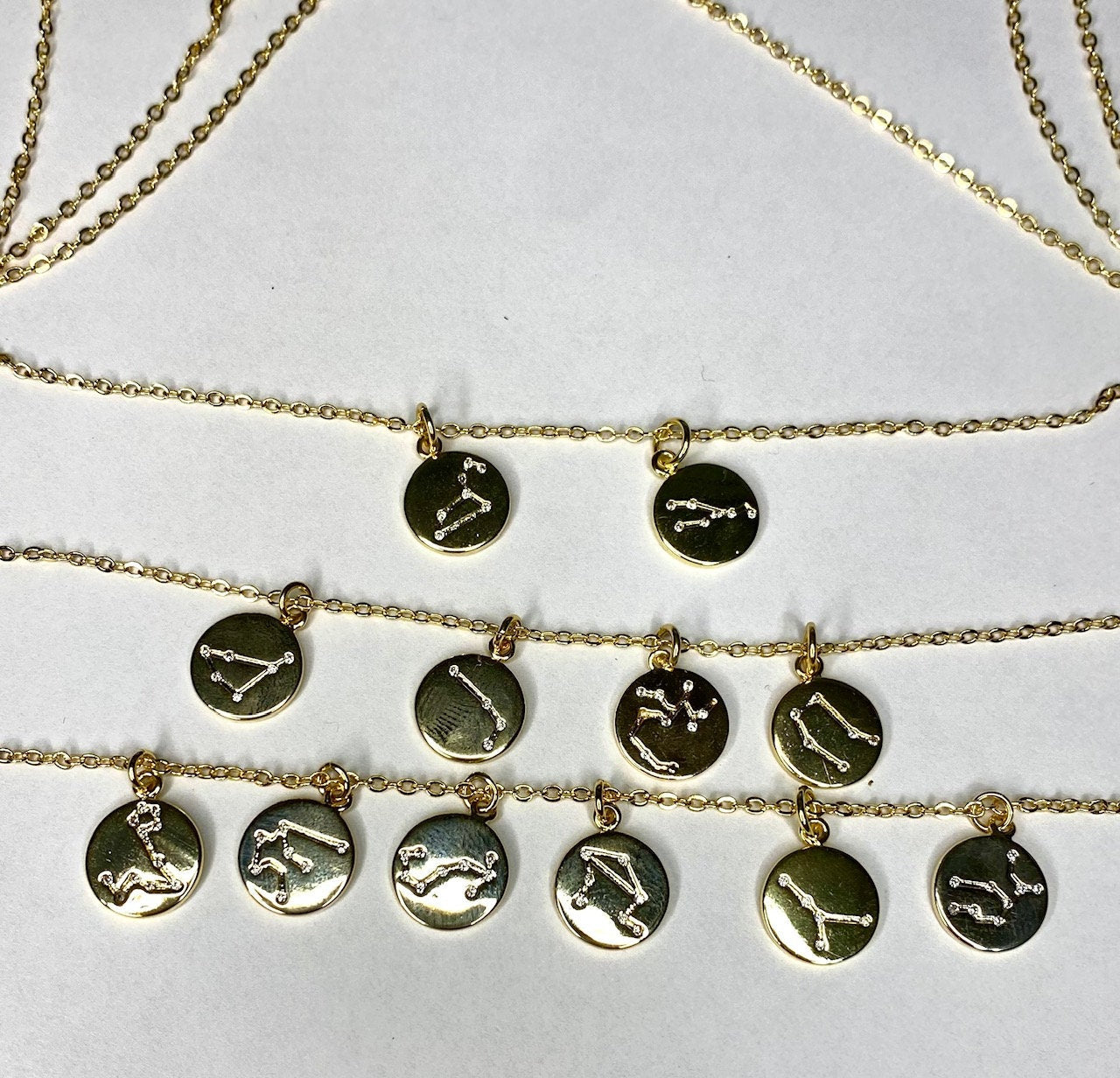 Custom Horoscope Necklace Small Astrology Zodiac Symbol Charms Constellation Gold Pendant with 18" Chain+ 2" Extension. Minimalist Jewelry.