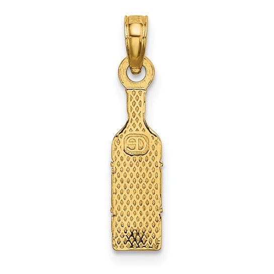 14K or 10k Solid Yellow Gold Polished Wine Bottle Charm Pendant Charm .6" Long x 3mm Wide. Great 4 Necklace / Charm Bracelet