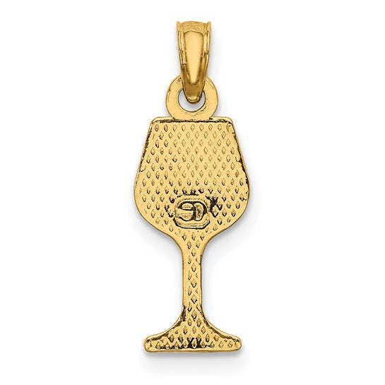 14K or 10k Solid Yellow Gold Polished Wine Glass Charm Pendant Charm .6" Long x 7mm Wide. Great 4 Necklace / Charm Bracelet