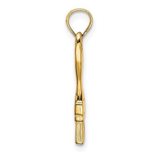 14K or 10K Solid Yellow Gold Polished 3-D Small Paint Brush Charm Pendant Charm 3/4" Long x 4mm Wide. Great 4 Necklace / Charm Bracelet