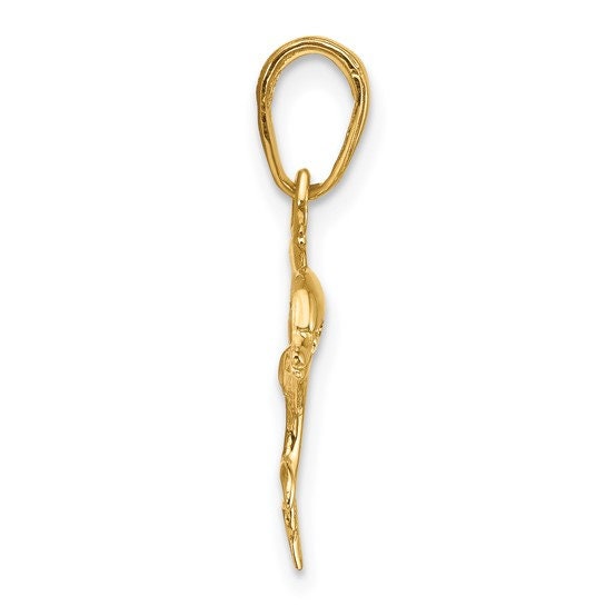 10k Yellow Gold Dolphin Pendant Charm for a Chain or Necklace .8" Long Not Gold Plated. Real 10K Gold. Bail can fit up 4mm chain.