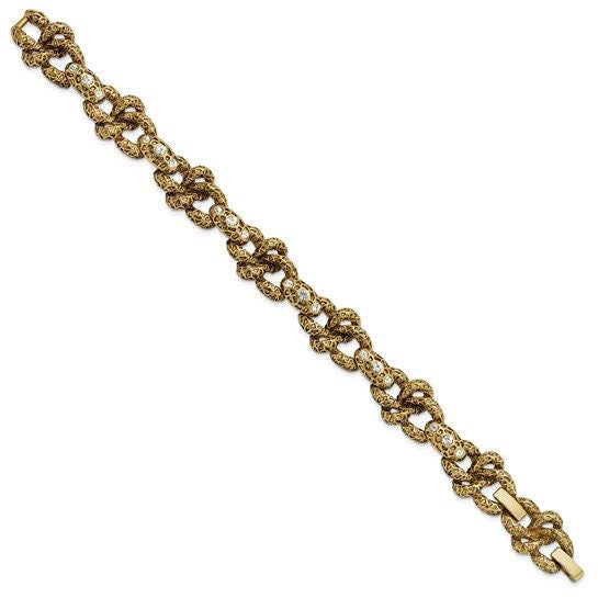 Jacqueline Kennedy Collection Bracelet Antiqued Lion First Lady Jackie JBK Camrose and Kross 7.5" with 1" Extension