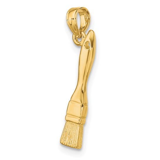 14K or 10K Solid Yellow Gold Polished 3-D Small Paint Brush Charm Pendant Charm 3/4" Long x 4mm Wide. Great 4 Necklace / Charm Bracelet