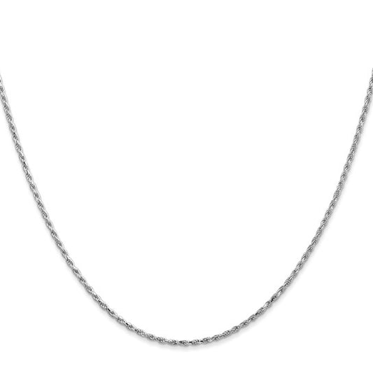 10k White Gold 1.3mm Diamond cut Rope Chain