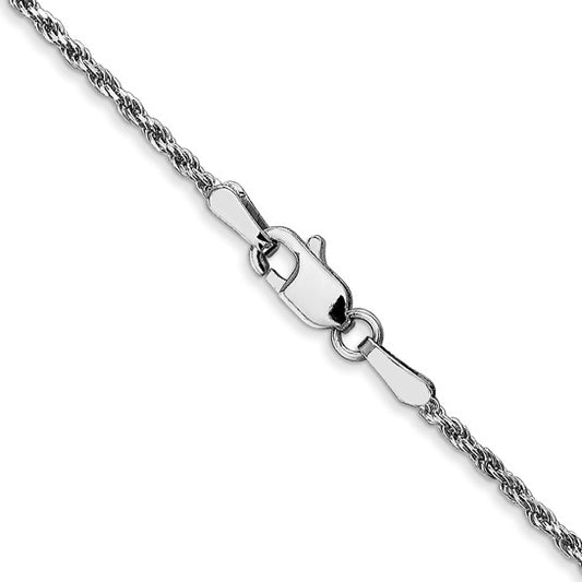 10k White Gold 1.3mm Diamond cut Rope Chain