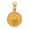 18K Polished and Satin Solid Saint Jude Thaddeus Medal Round Pendant
