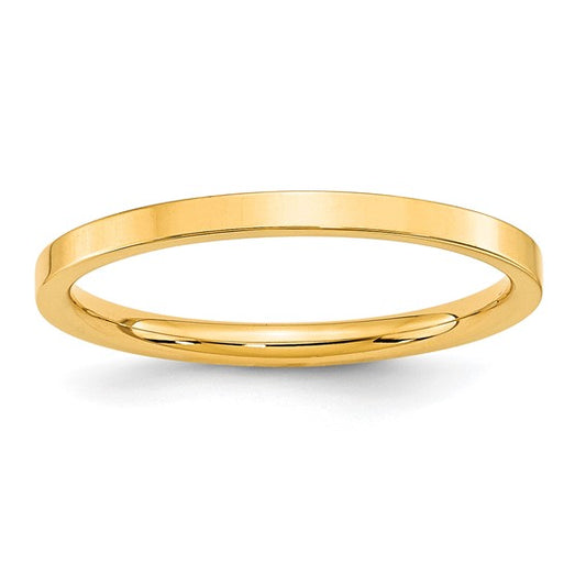 10K Yellow Gold Comfort Fit 2mm 3mm 4mm 5mm Flat Men's Women's Wedding Band Ring. Anniversary Cigar Band Thumb