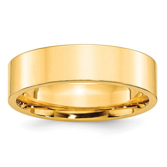 10K Yellow Gold Comfort Fit 6mm 7mm 8mm 10mm 12mm Flat Men's Women's Wedding Band Ring. Anniversary Cigar Band Thumb