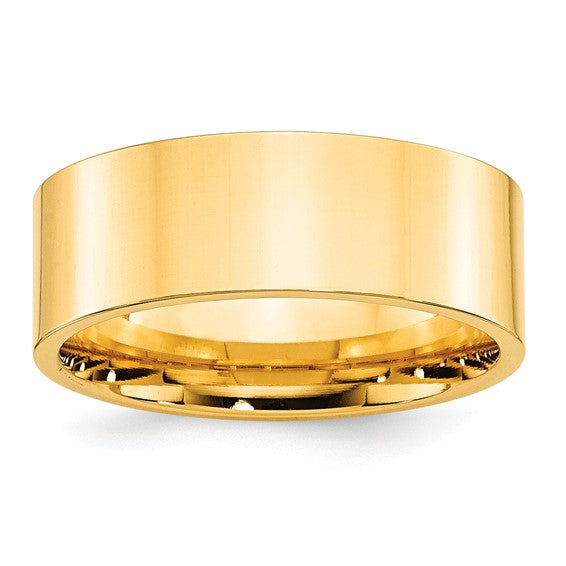 10K Yellow Gold Comfort Fit 6mm 7mm 8mm 10mm 12mm Flat Men's Women's Wedding Band Ring. Anniversary Cigar Band Thumb