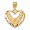 14k Gold LogoArt U.S. Air Force Heart Pendant