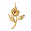 14k Red CZ Rose Charm