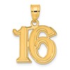 14k Polished Etched Number 16 Pendant