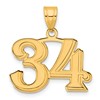 14k Polished Etched Number 34 Pendant