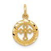 14K Diamond-cut Eternal Life Cross in Circle Charm