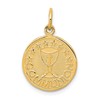 14K Satin and Polished COMMUNION Round Disc Charm