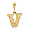 14k Textured Initial V Charm