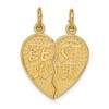 14k BEST SISTER 2-Piece Break-apart Heart Charm