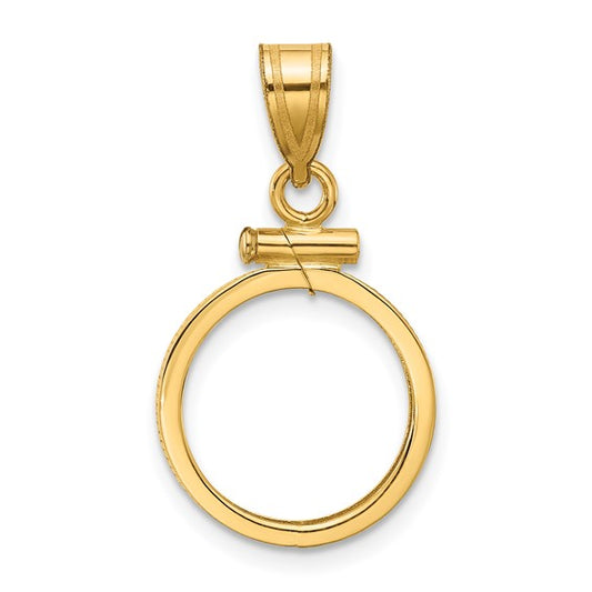 REAL 14K Gold Screw Top Fits China 1/20 oz Panda Coin Bezel Pendant Charm