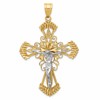 14k Two-tone Large Diamond-cut Crucifix Pendant