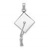 14K White Gold 3-D Graduation Cap with Moveable Tassel Charm
