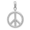 14k White Gold 3-D Polished Peace Sign Charm