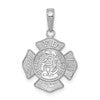 14K White Gold Polished Small Solid St. Florian F.D. Badge Pendant