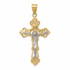 14k Two-tone INRI Fleur De Lis Crucifix Pendant