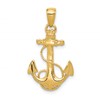 14k Solid Polished Anchor with Rope Pendant