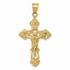 14k INRI Fleur De Lis Crucifix Pendant