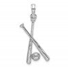 14K White Gold 2-D Baseball Bats and Ball Charm