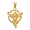 14k Satin Diamond-cut Angel in Circle Pendant