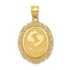 14k Solid Satin Polished Pisces Zodiac Oval Pendant