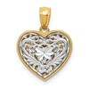 14K Two-tone Polished Diamond-cut Reversible Filigree Heart Pendant