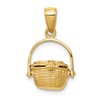 14k 3-D Nantucket Basket with Moveable Lid and Handle Pendant