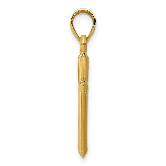 14k Yellow Gold Small Beveled Cross Round Tips for a Chain  .75" Long x .4" Width. Classic Religious Minimalist Jewelry everyday use gift