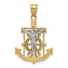 14k Two-tone Diamond-cut Mariners Crucifix Pendant