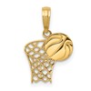 14k Basketball Hoop and Ball Pendant