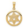 14K Jewish Chai In Star Of David Round Pendant