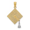 14k with White Rhodium 3-D Graduation Cap with Moveable Tassel Pendant