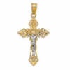 14K Two-Tone Medium Lacy-Edge Inri Crucifix Pendant